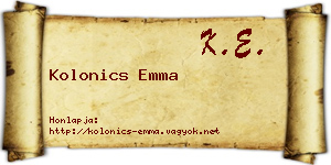 Kolonics Emma névjegykártya