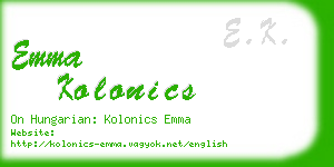 emma kolonics business card